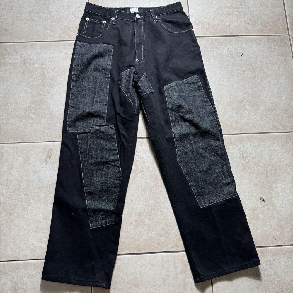 VTG Sean Jean Men’s Size 30x32 Straight Denim Jeans Patch Work Y2K Hip Hop Black
